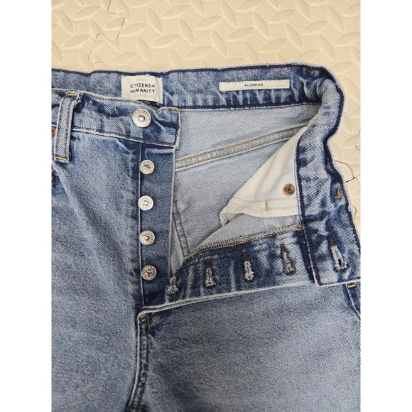 Citizens of Humanity Florence High Rise Straight Jeans Blue Raw Hem Womens 26 - Picture 10 of 13